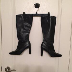 NWOT Black Leather Knee-High Boots sz 9 M